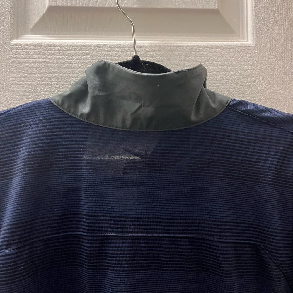 Nike Dri-Fit Polo Shirt Mens 3XL Tall (3XLT) Navy Striped Athletic Golf Casual
